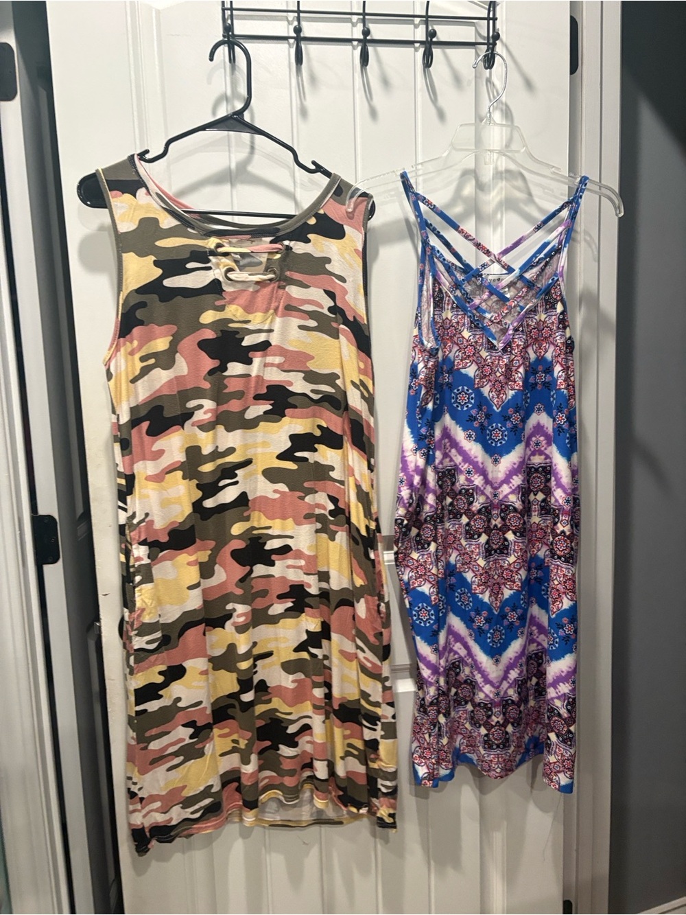 French laundry camo & Eye Candy sleeveless boho print dresses
